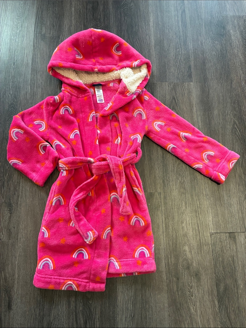Pekkle (M) Kids Pink Rainbow Hooded Plush Robe